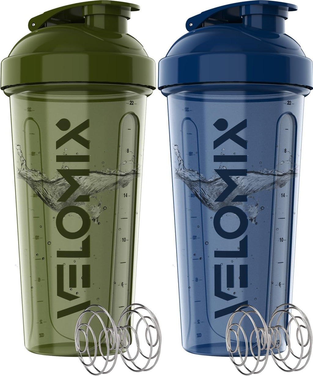Protein Shaker Bottles 2-Pack – 28 oz Leak-Proof Shaker Cups with Wire Whisks