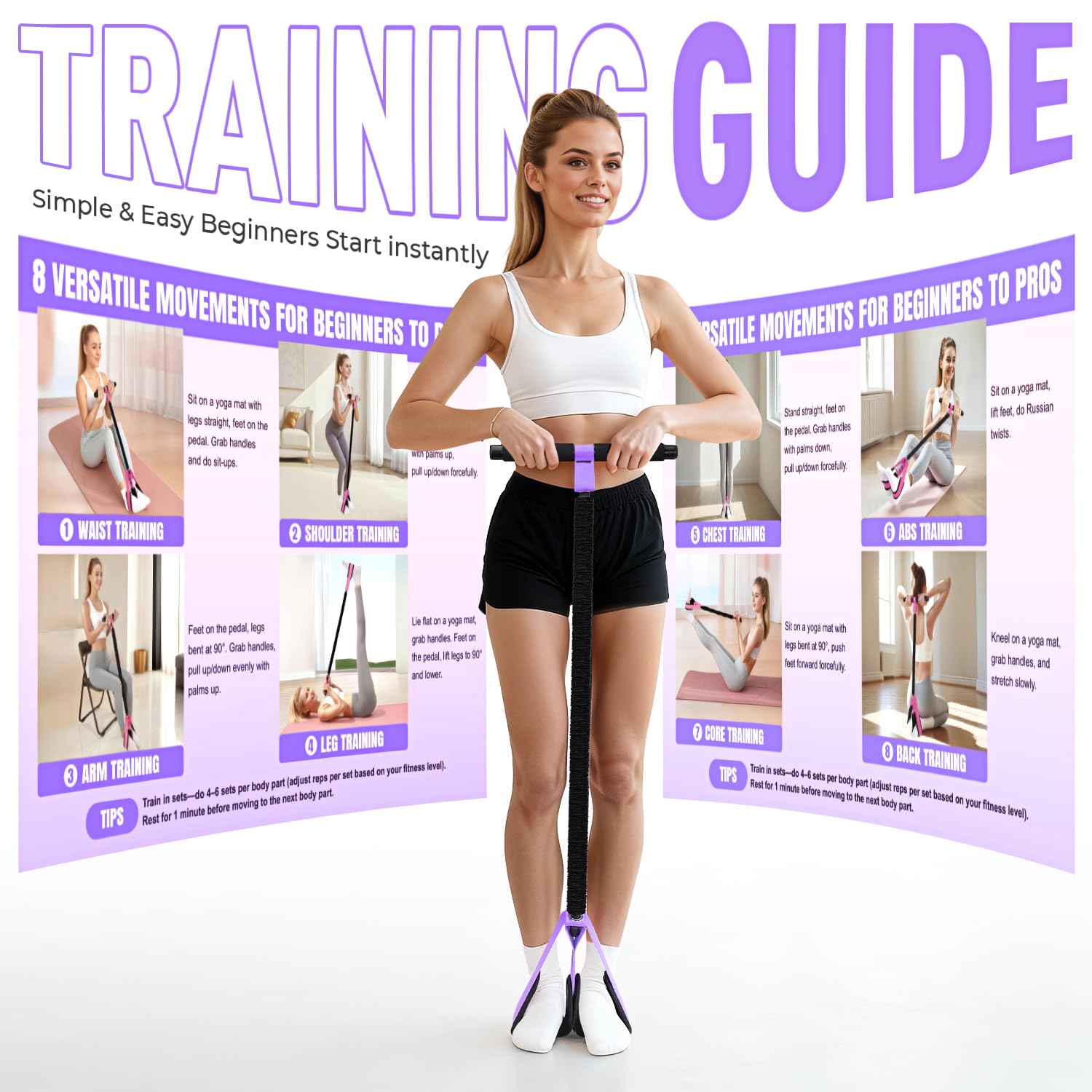 Pedal Resistance Band with Handles – Full Body Home Workout & Physical Therapy Trainer