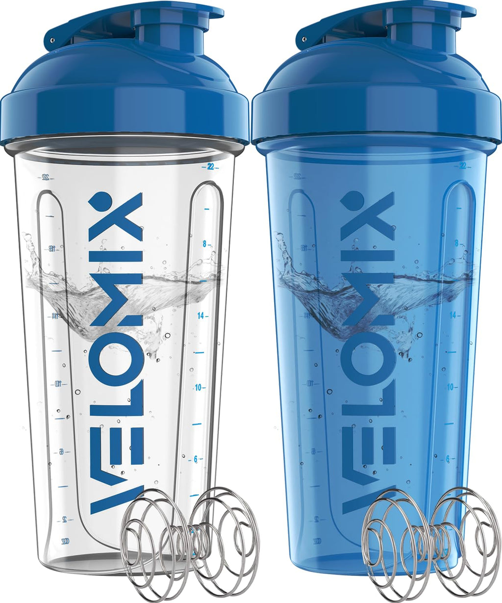 Protein Shaker Bottles 2-Pack – 28 oz Leak-Proof Shaker Cups with Wire Whisks