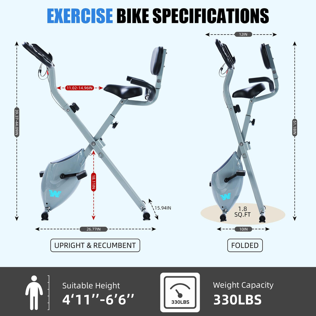 5-in-1 Foldable Exercise Bike – 16-Level Magnetic Indoor Cycling Bike, 350 lb Capacity