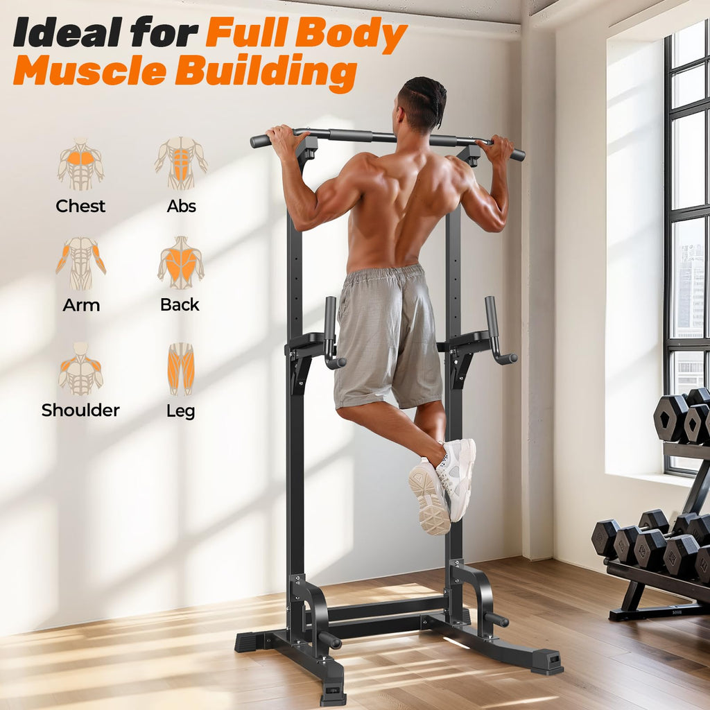 Power Tower Pull Up & Dip Station – 450 lb Capacity Home Gym Strength Trainer