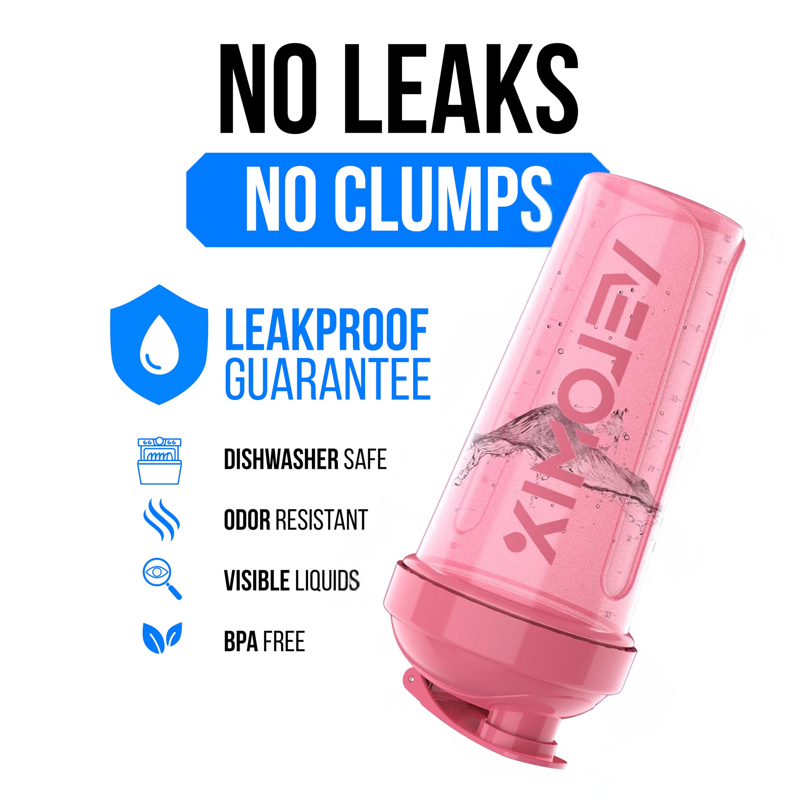 Protein Shaker Bottles 2-Pack – 28 oz Leak-Proof Shaker Cups with Wire Whisks
