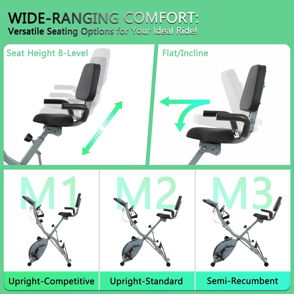 5-in-1 Foldable Exercise Bike – 16-Level Magnetic Indoor Cycling Bike, 350 lb Capacity