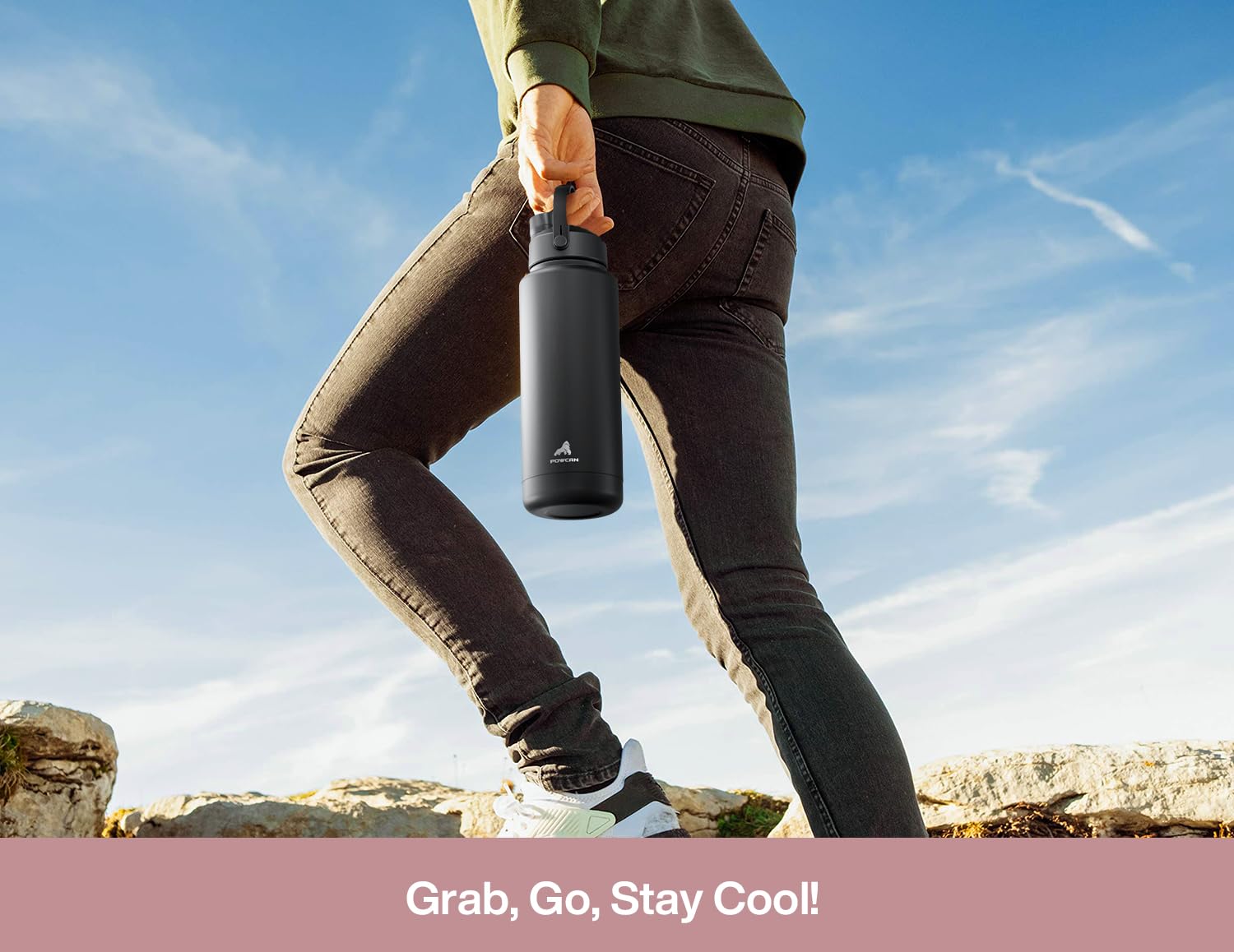 40 oz Insulated Water Bottle – 2-in-1 Straw & Spout Lid, Keeps Cold 24 Hours