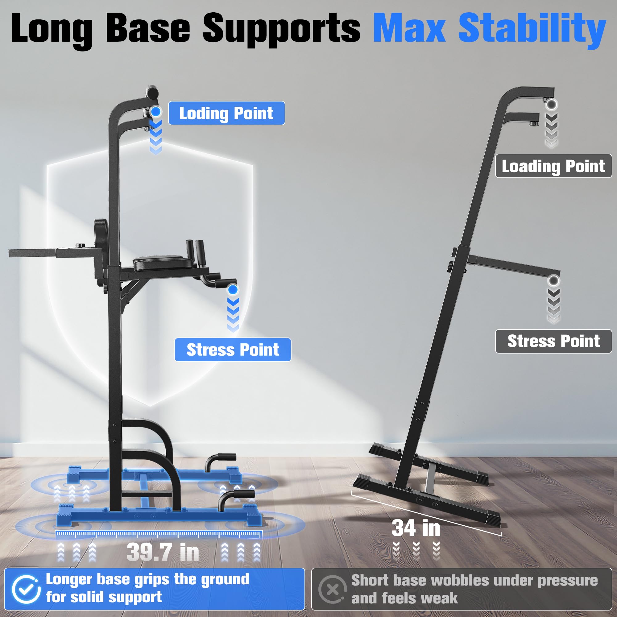 Power Tower Pull Up & Dip Station – 450 lb Capacity Home Gym Strength Trainer