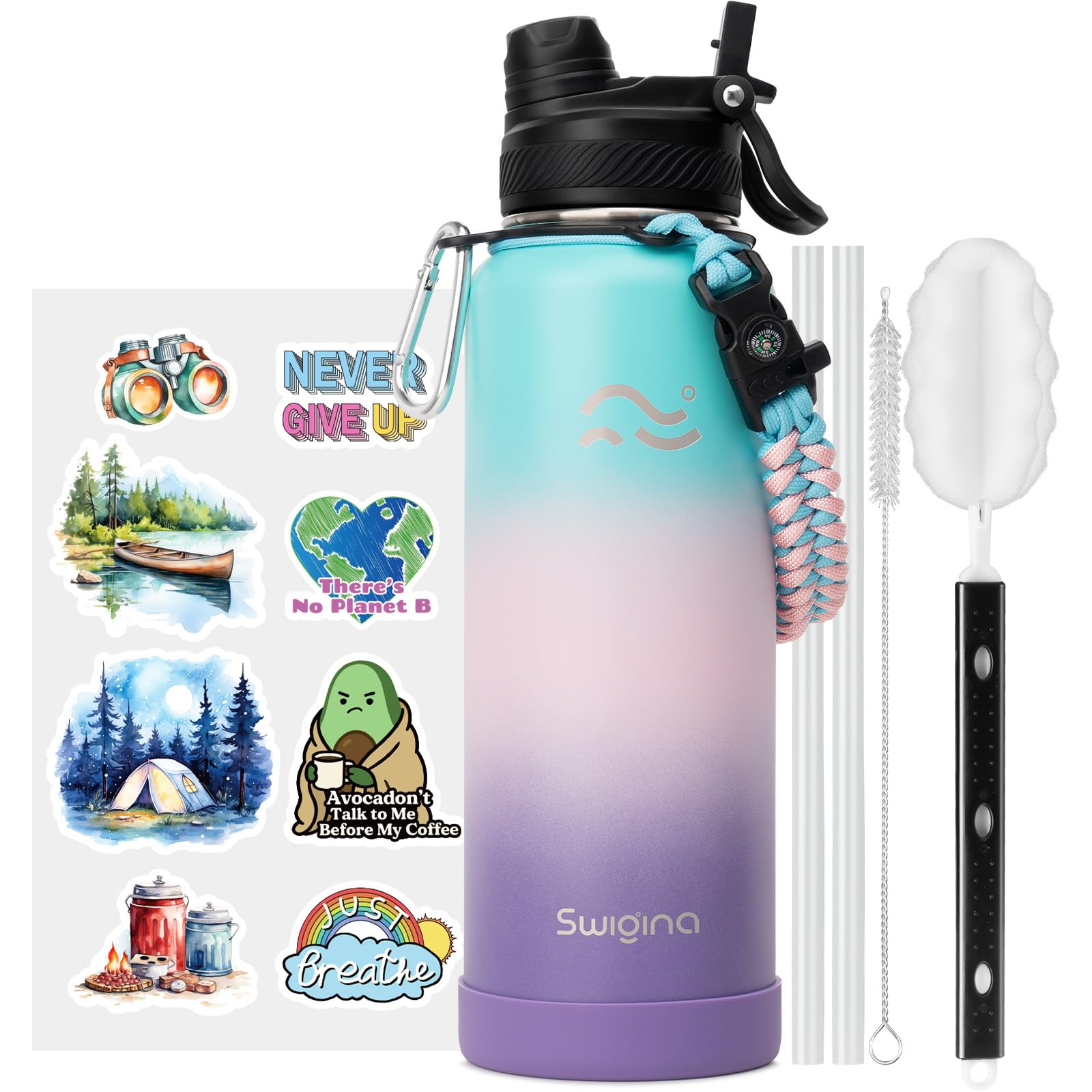 Insulated Water Bottle with Silicone Boot – 24 oz, Cold 36 Hrs / Hot 18 Hrs