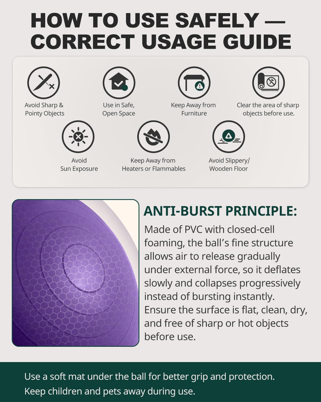 Exercise Ball for Yoga, Pilates & Core – Anti-Burst Stability Ball with Quick Pump