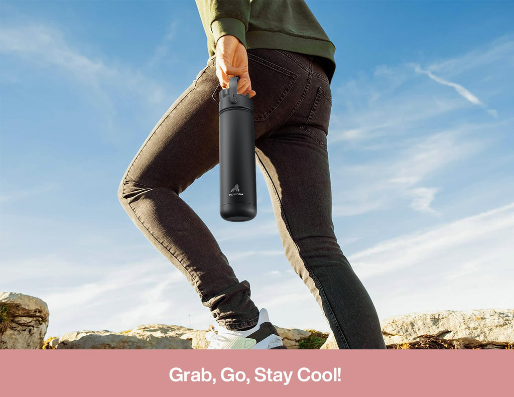 40 oz Insulated Water Bottle – 2-in-1 Straw & Spout Lid, Keeps Cold 24 Hours