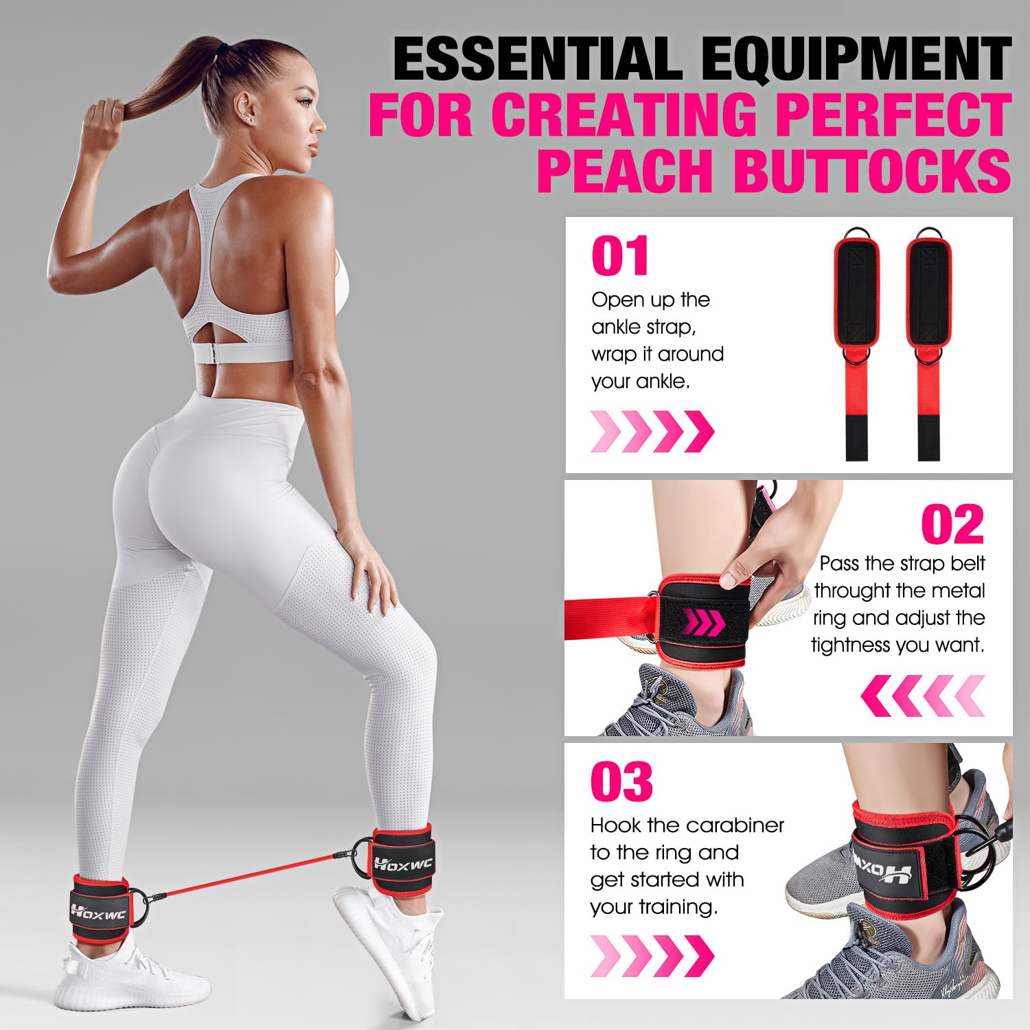 Ankle Resistance Bands with Cuffs – Glute & Leg Booty Workout Bands