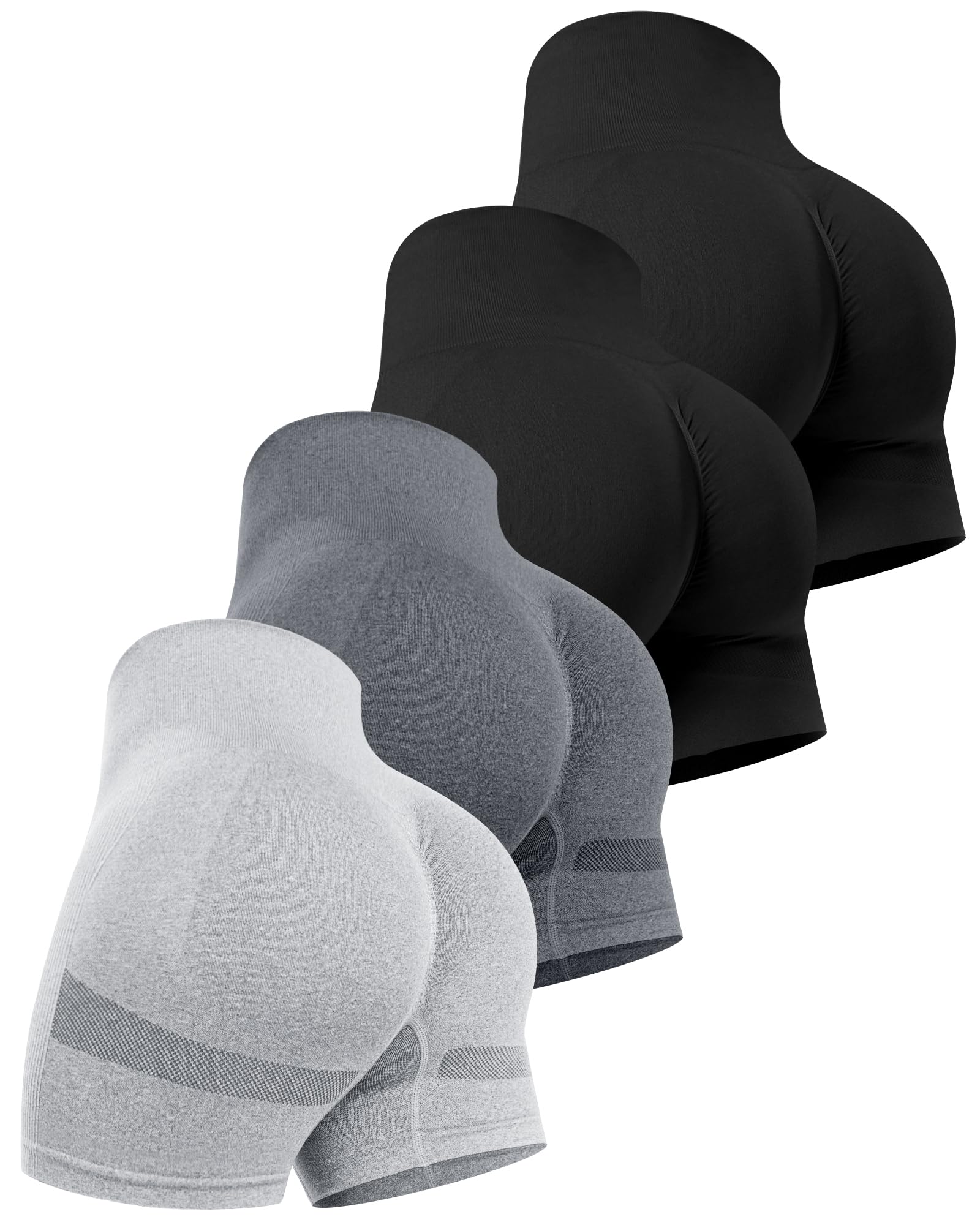Women's High-Waisted Workout Shorts Set – Butt-Lifting Seamless Gym Shorts (4-Pack)