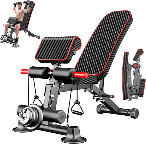Foldable adjustable utility weight bench for home gym strength training