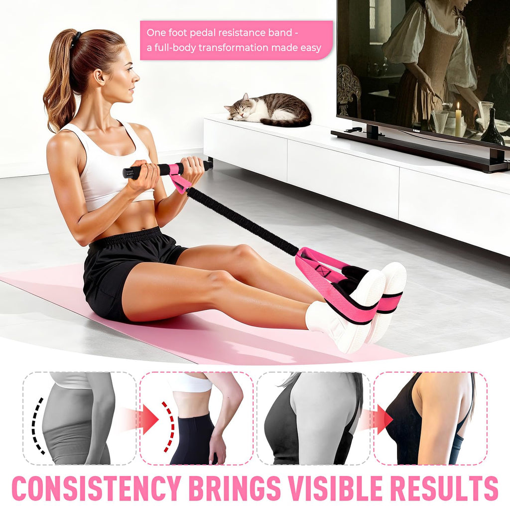 Pedal Resistance Band with Handles – Full Body Home Workout & Physical Therapy Trainer