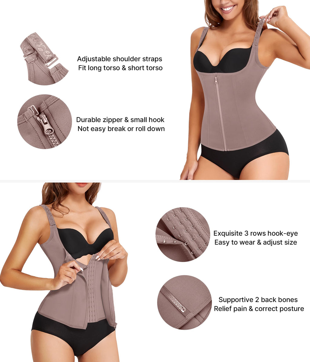 Waist Trainer Corset with Zipper – Adjustable Tummy-Control Shapewear for Women