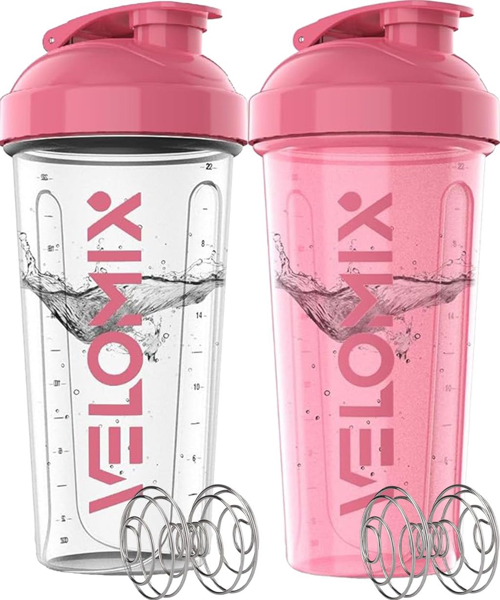 Protein Shaker Bottles 2-Pack – 28 oz Leak-Proof Shaker Cups with Wire Whisks