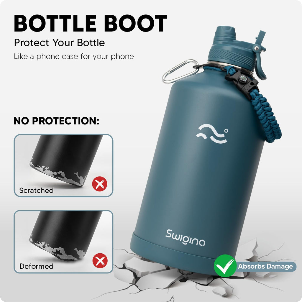 Insulated Water Bottle with Silicone Boot – 24 oz, Cold 36 Hrs / Hot 18 Hrs