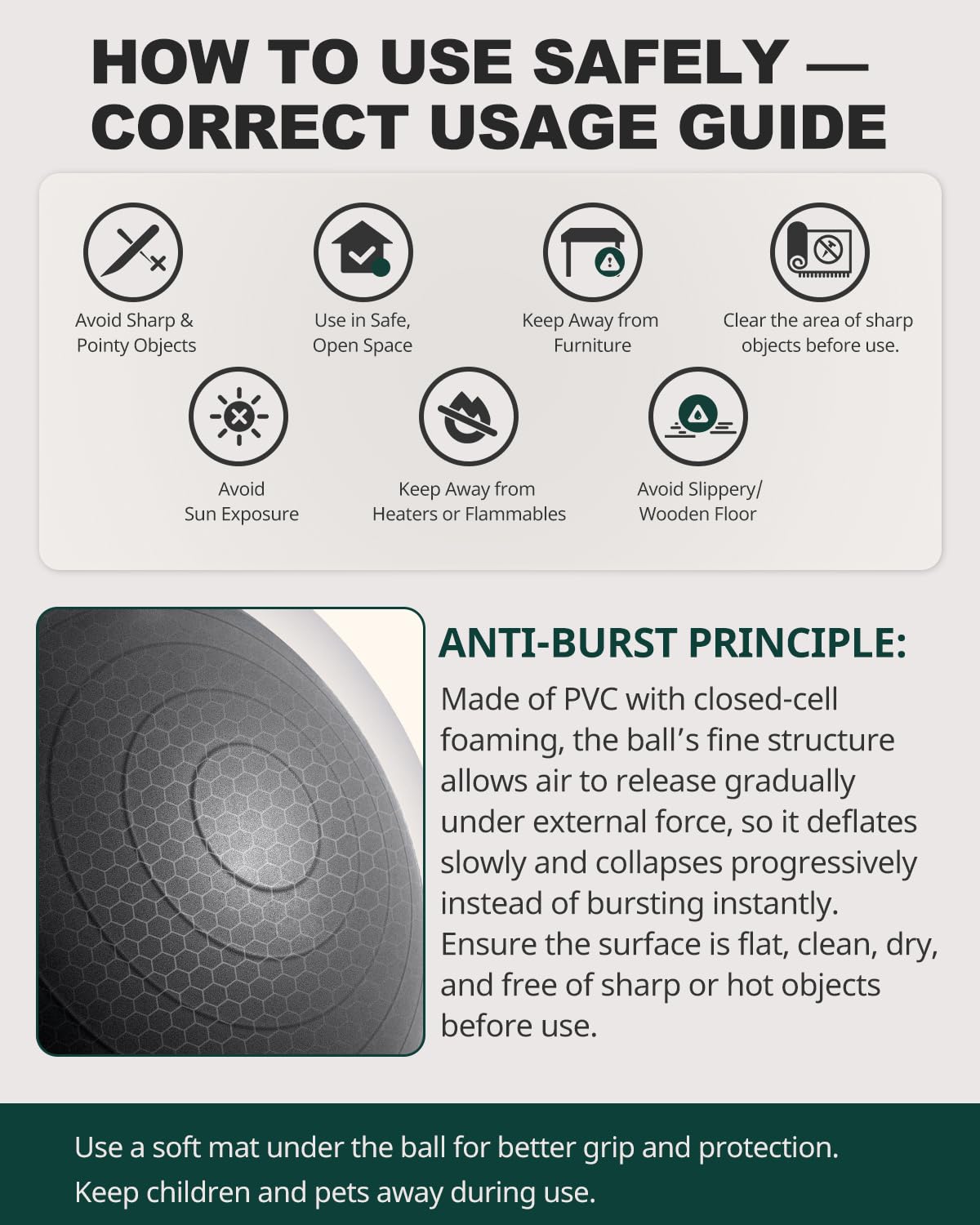 Exercise Ball for Yoga, Pilates & Core – Anti-Burst Stability Ball with Quick Pump