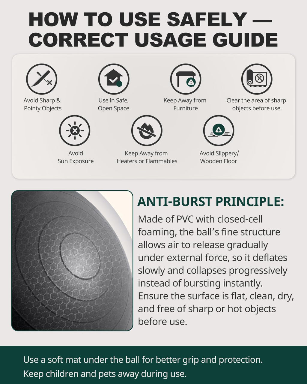 Exercise Ball for Yoga, Pilates & Core – Anti-Burst Stability Ball with Quick Pump
