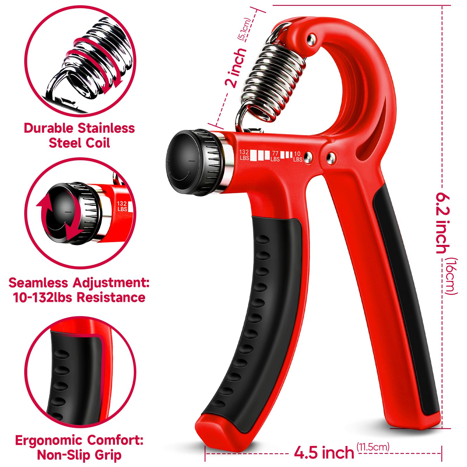 Hand Grip Strengthener Kit – 5-Pack Adjustable Forearm & Grip Trainer