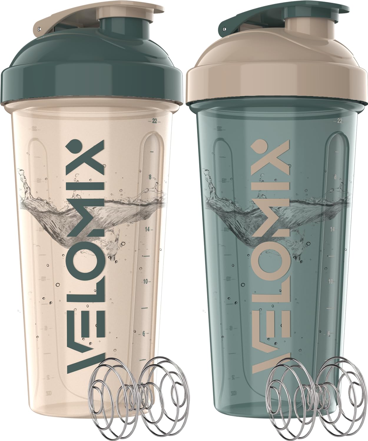 Protein Shaker Bottles 2-Pack – 28 oz Leak-Proof Shaker Cups with Wire Whisks