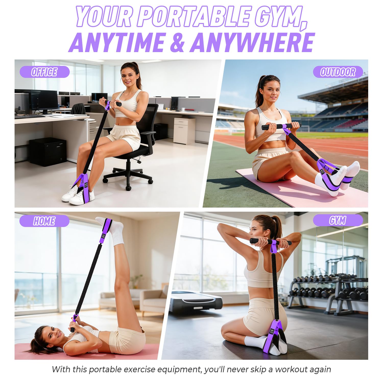 Pedal Resistance Band with Handles – Full Body Home Workout & Physical Therapy Trainer