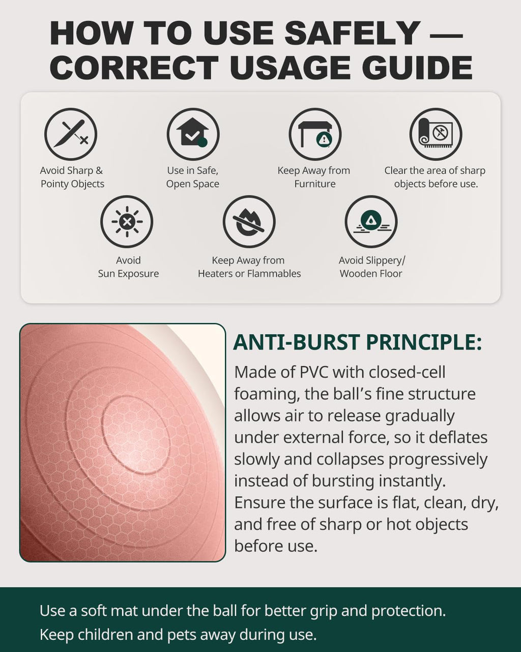 Exercise Ball for Yoga, Pilates & Core – Anti-Burst Stability Ball with Quick Pump