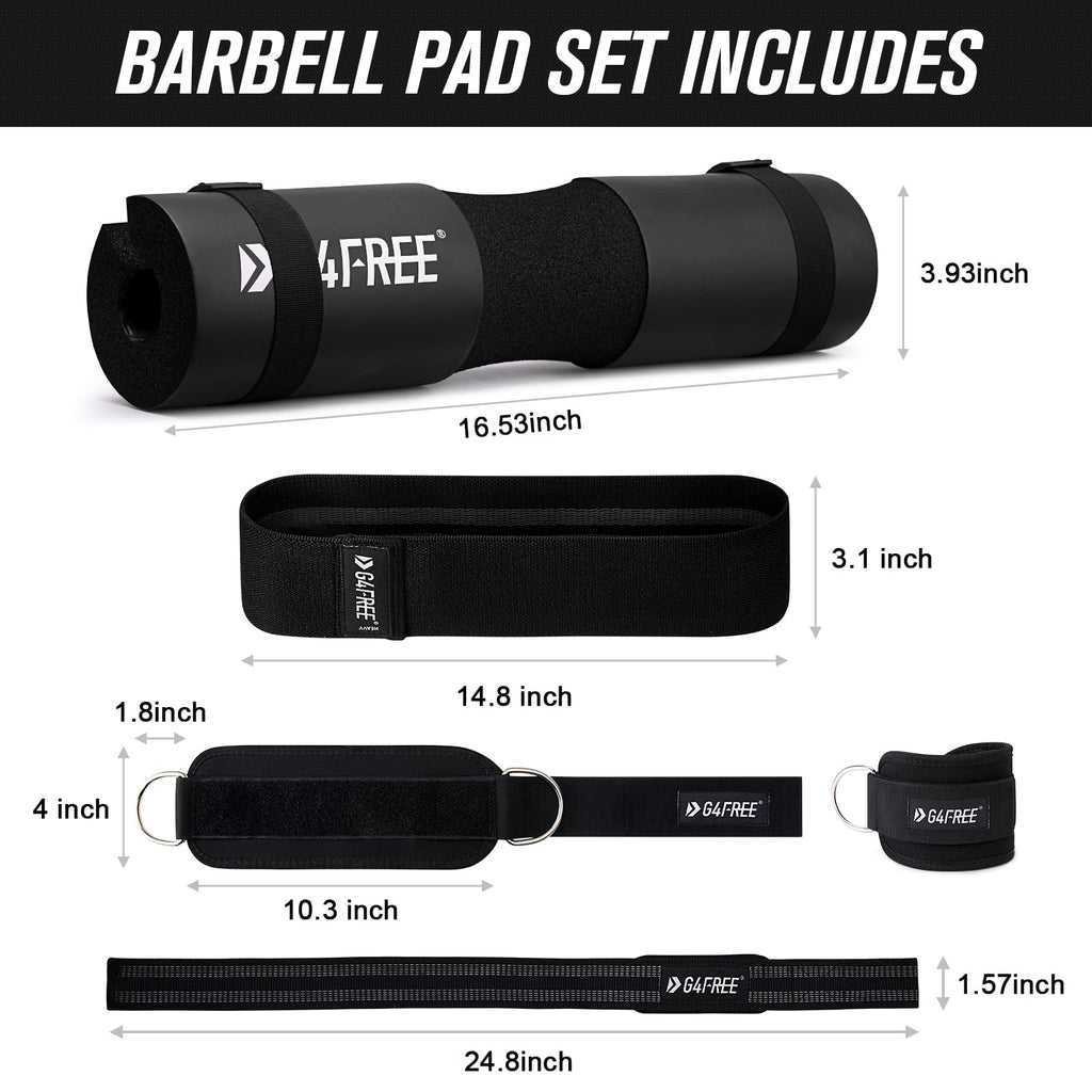 9-Piece Barbell Pad Set – Squat & Hip Thrust Cushion with Resistance Bands & Straps
