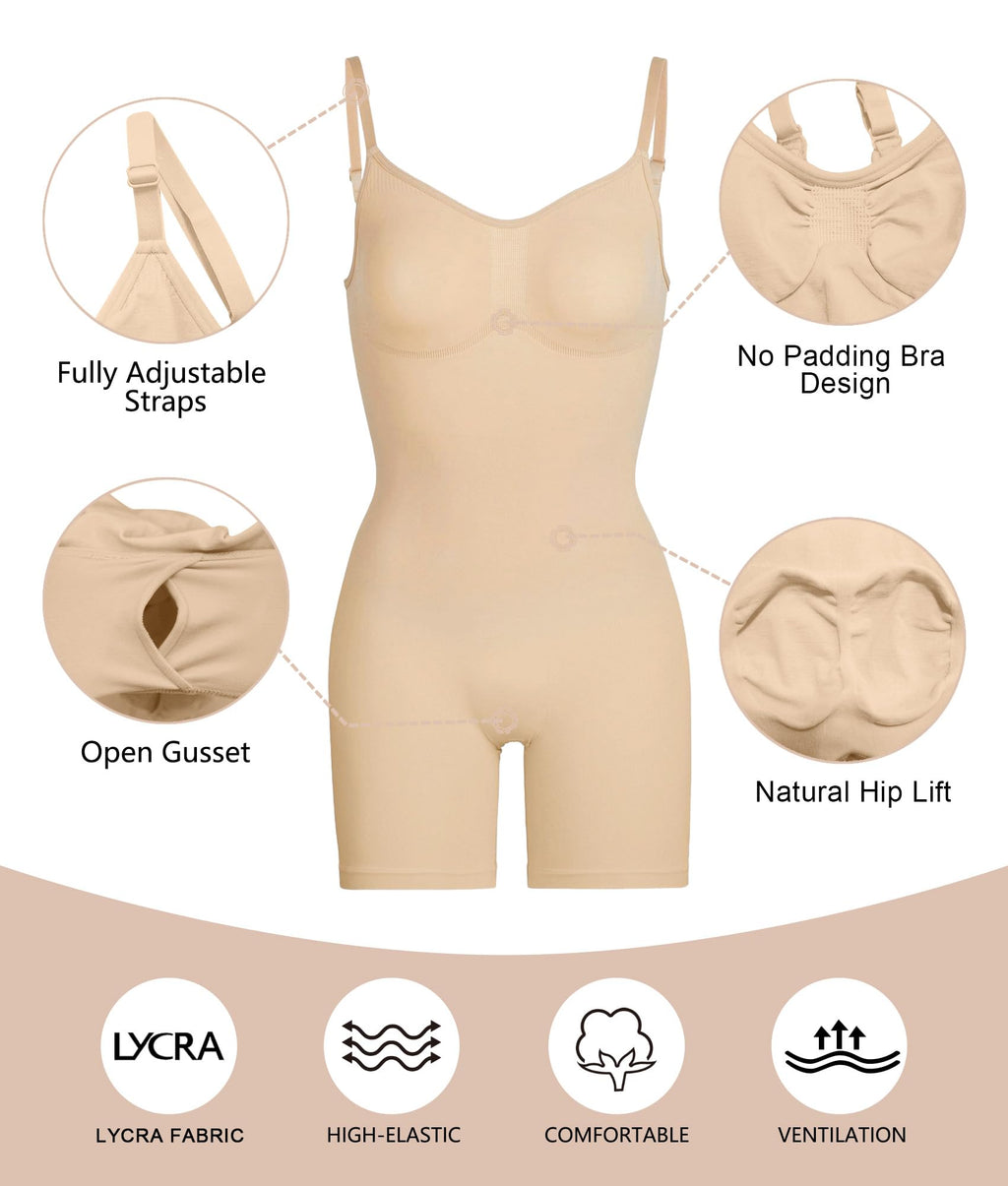 Tummy-Control Bodysuit Shaper – Mid-Thigh Body Shaper Shorts for a Lifted Look