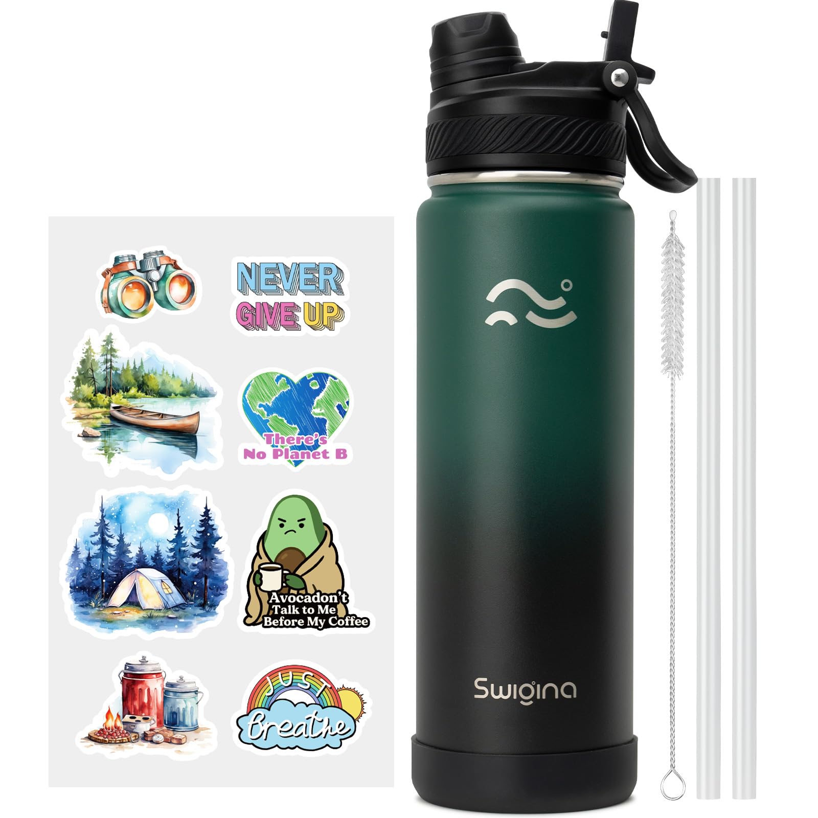 Insulated Water Bottle with Silicone Boot – 24 oz, Cold 36 Hrs / Hot 18 Hrs