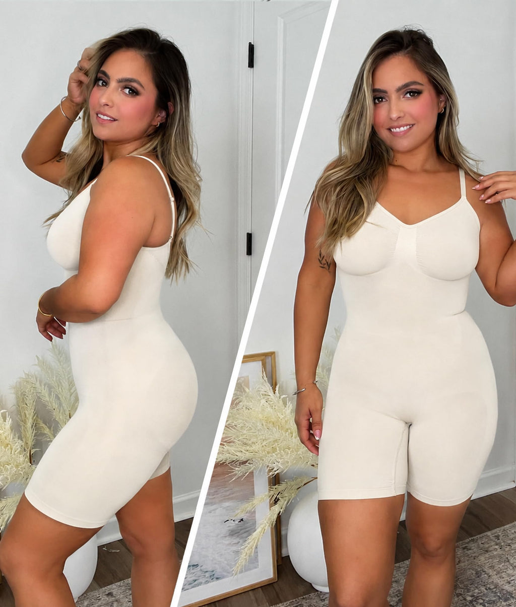 Tummy-Control Bodysuit Shaper – Mid-Thigh Body Shaper Shorts for a Lifted Look