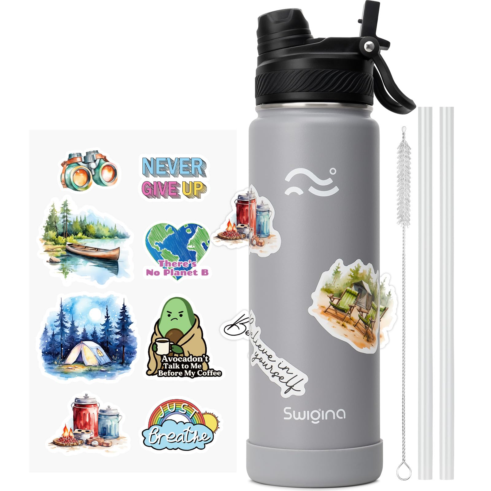 Insulated Water Bottle with Silicone Boot – 24 oz, Cold 36 Hrs / Hot 18 Hrs