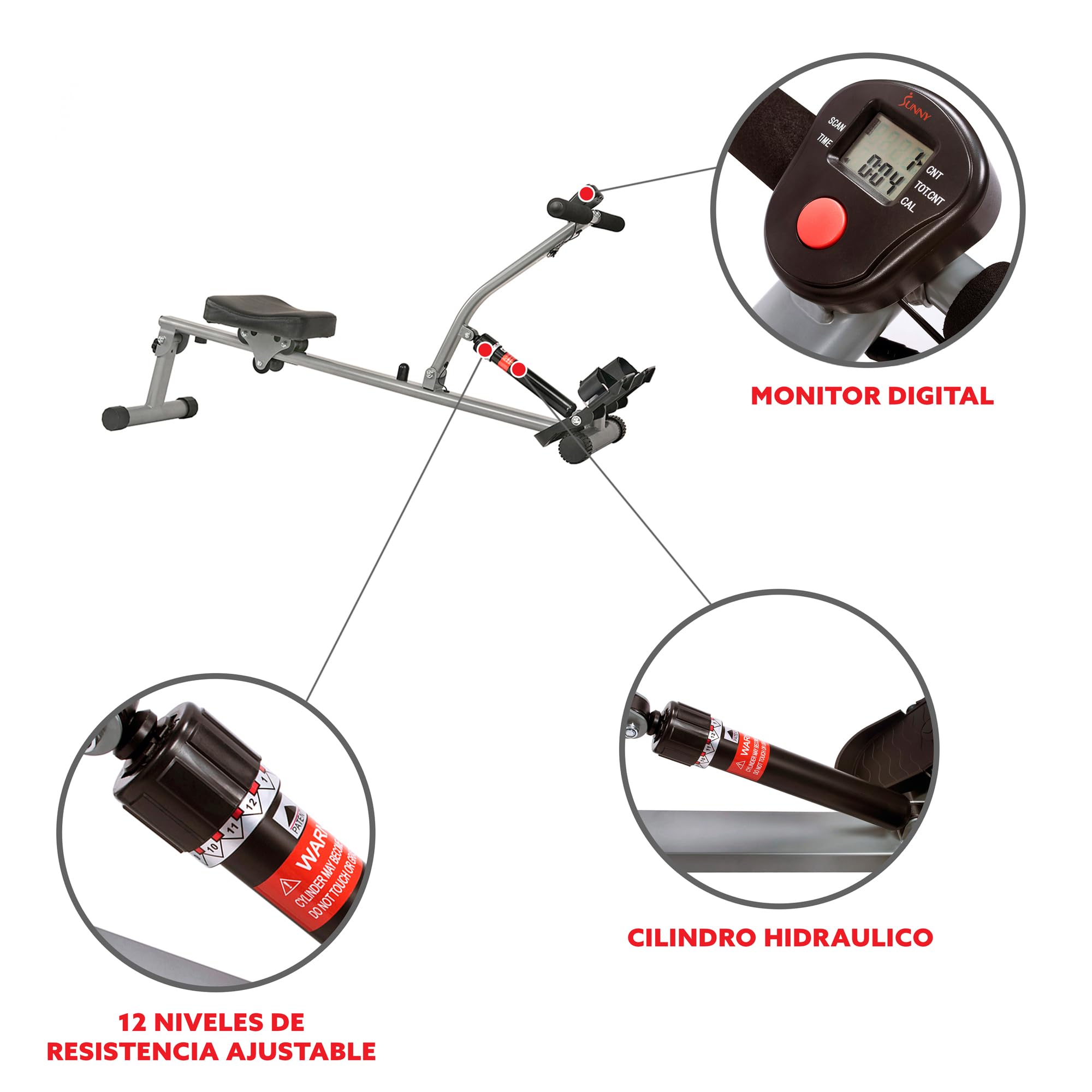 Compact Adjustable Rowing Machine – 12 Resistance Levels, Full-Body Home Workout