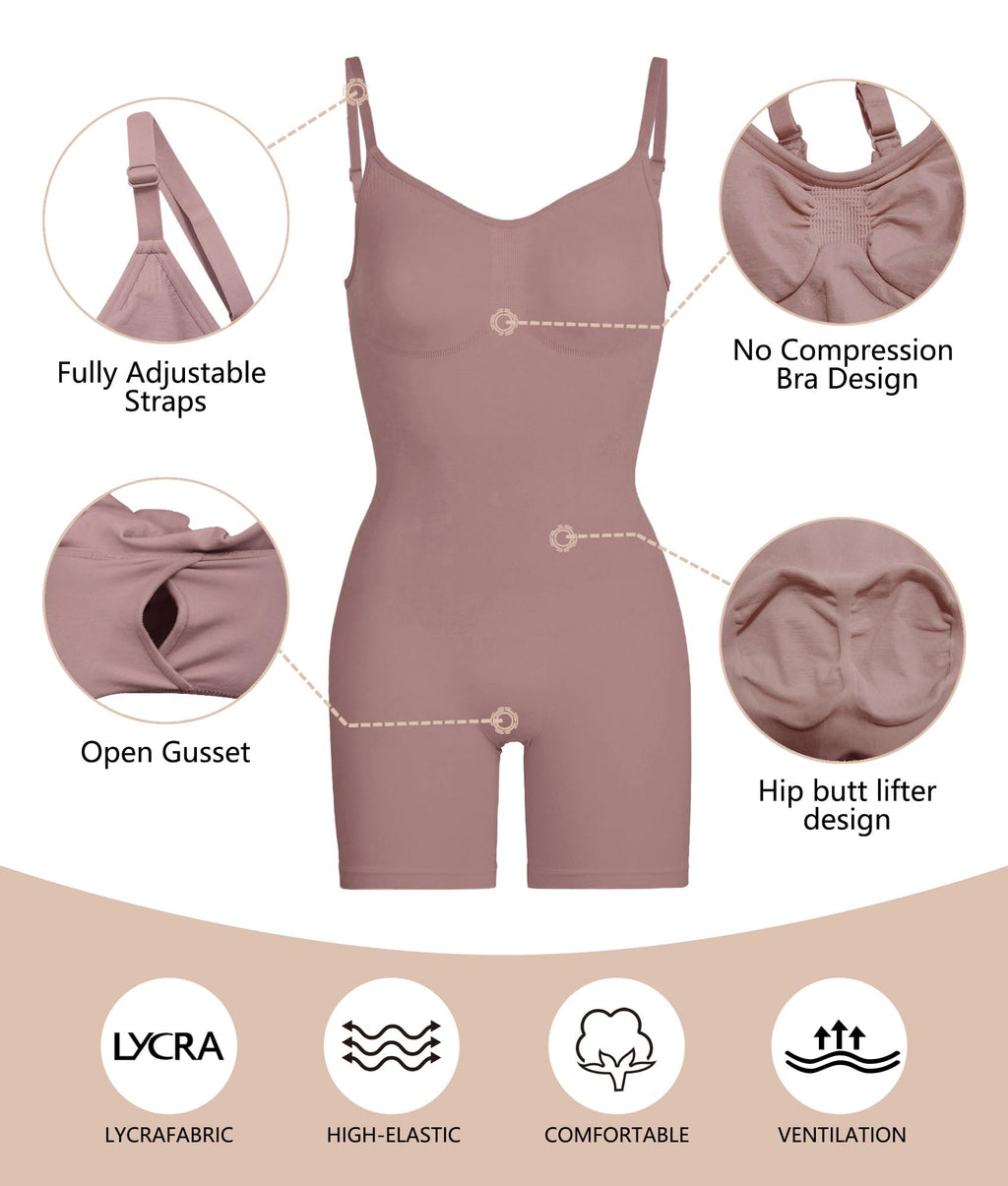 Tummy-Control Bodysuit Shaper – Mid-Thigh Body Shaper Shorts for a Lifted Look