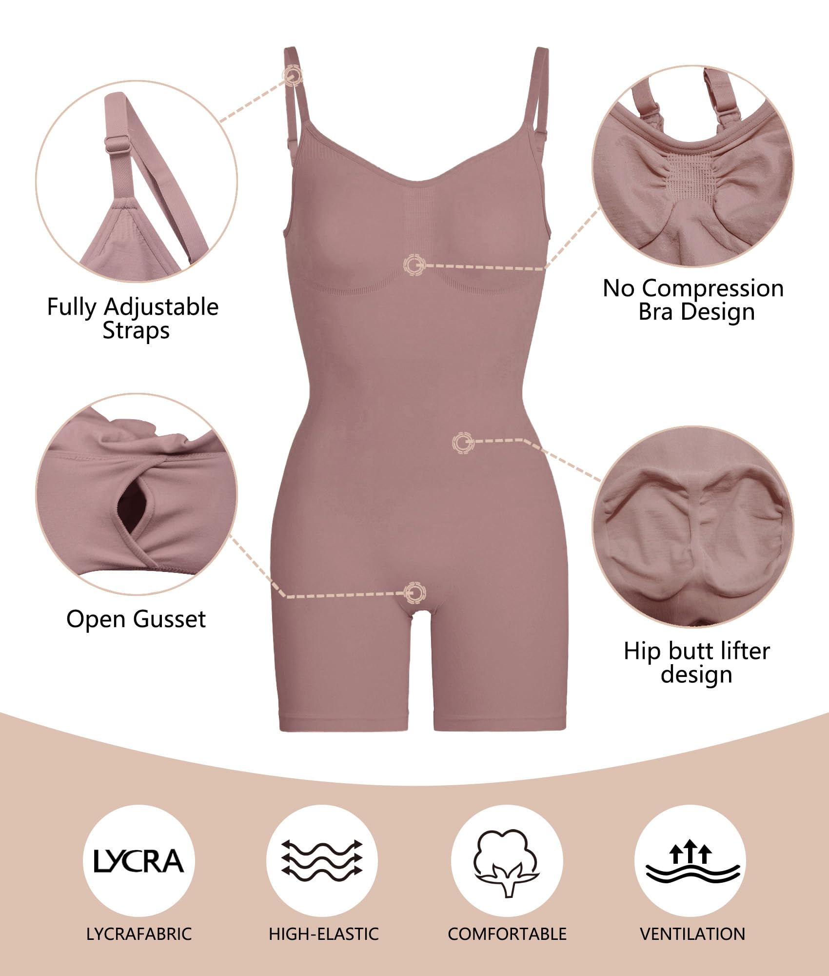 Tummy-Control Bodysuit Shaper – Mid-Thigh Body Shaper Shorts for a Lifted Look