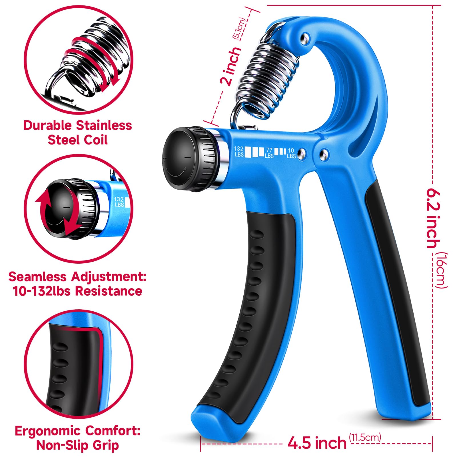 Hand Grip Strengthener Kit – 5-Pack Adjustable Forearm & Grip Trainer