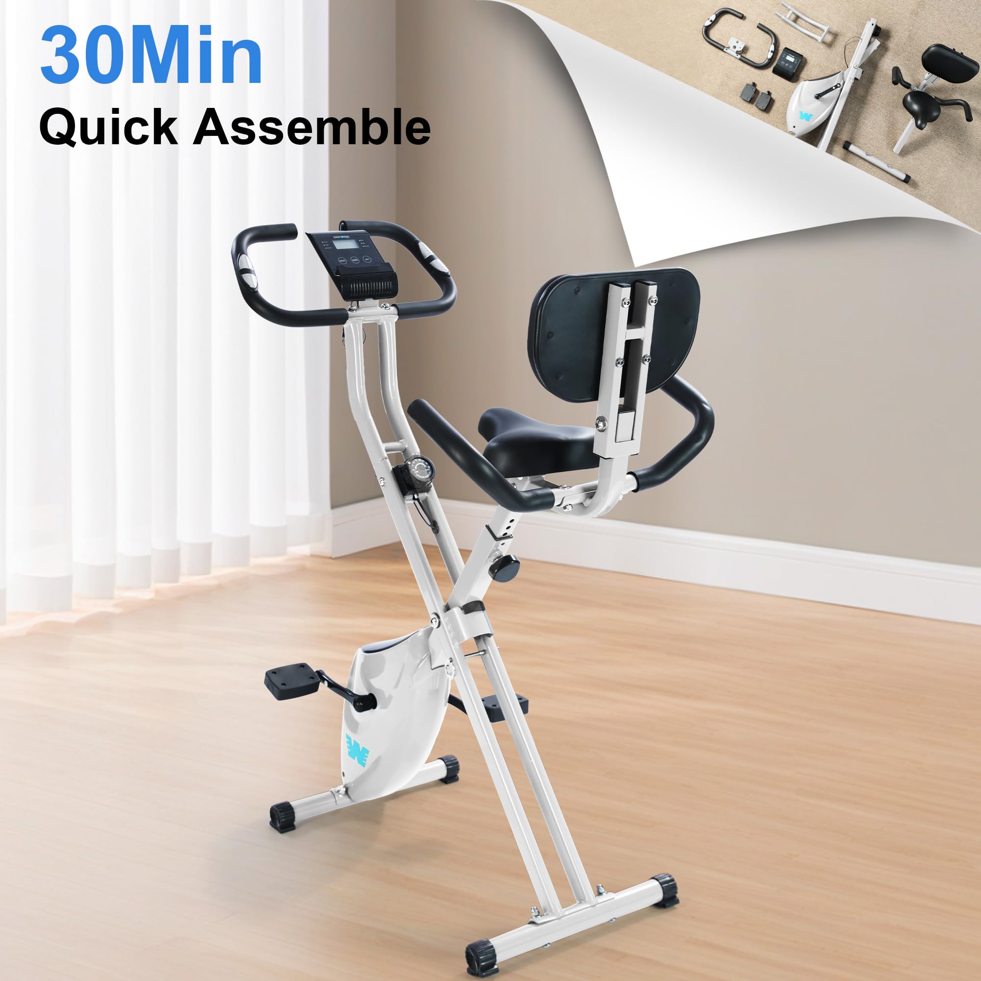 5-in-1 Foldable Exercise Bike – 16-Level Magnetic Indoor Cycling Bike, 350 lb Capacity