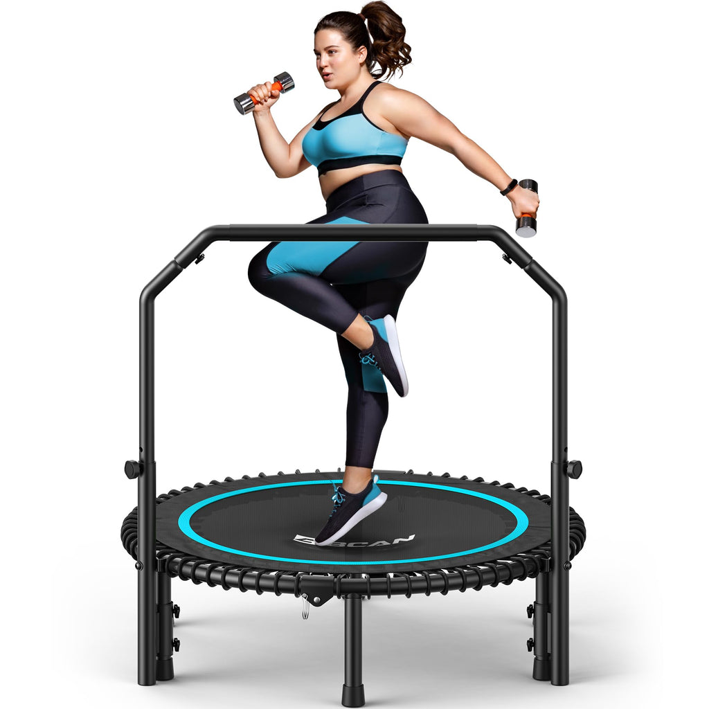 Mini Rebounder Trampoline for Adults – Fitness Trampoline with Adjustable Handle Bar