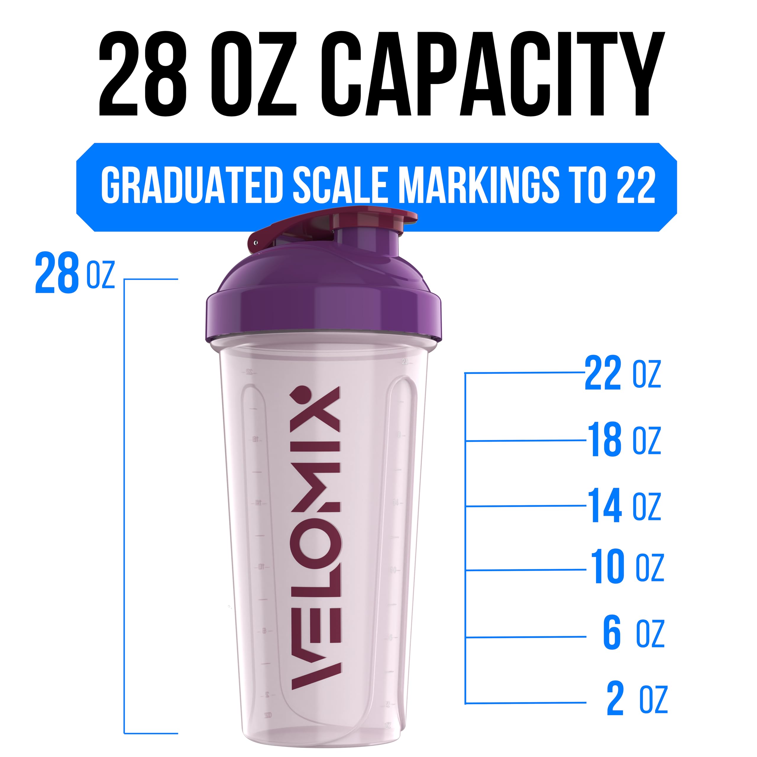 Protein Shaker Bottles 2-Pack – 28 oz Leak-Proof Shaker Cups with Wire Whisks