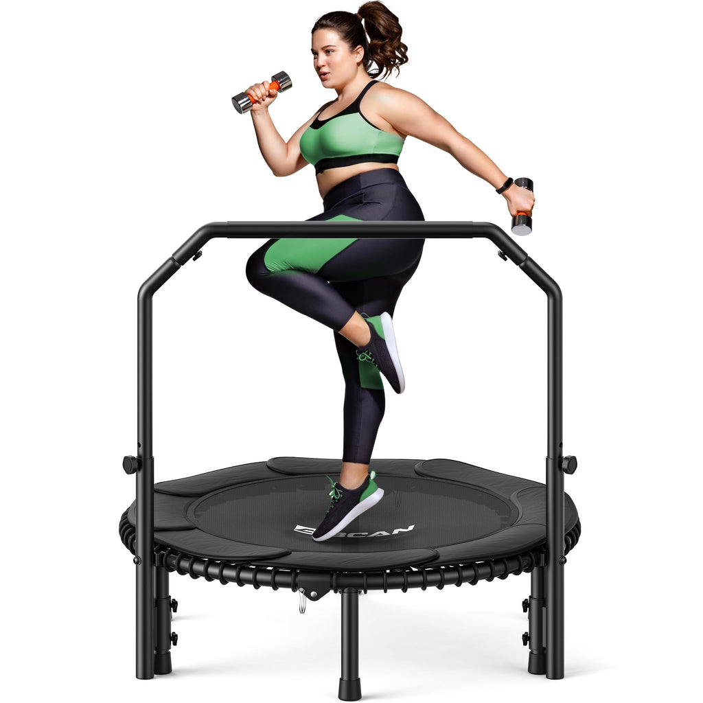 Mini Rebounder Trampoline for Adults – Fitness Trampoline with Adjustable Handle Bar