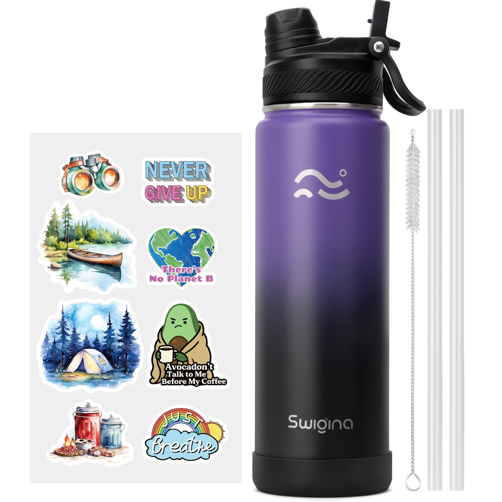 Insulated Water Bottle with Silicone Boot – 24 oz, Cold 36 Hrs / Hot 18 Hrs