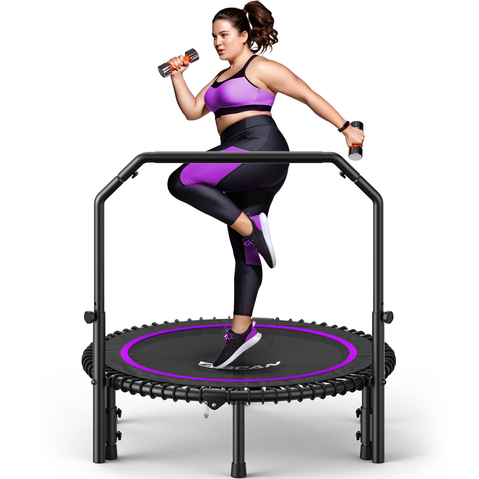 Mini Rebounder Trampoline for Adults – Fitness Trampoline with Adjustable Handle Bar