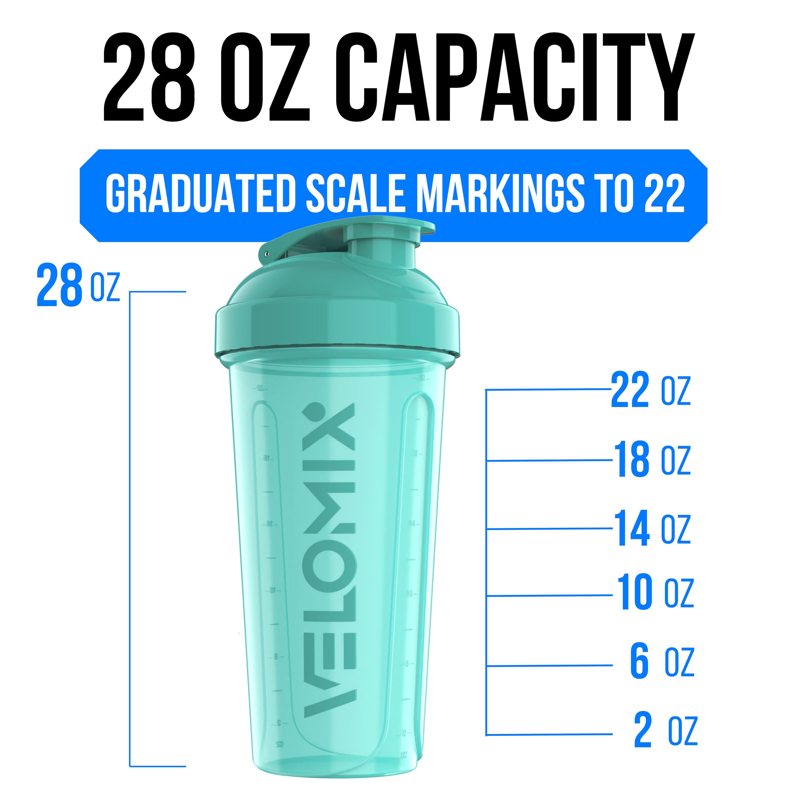 Protein Shaker Bottles 2-Pack – 28 oz Leak-Proof Shaker Cups with Wire Whisks