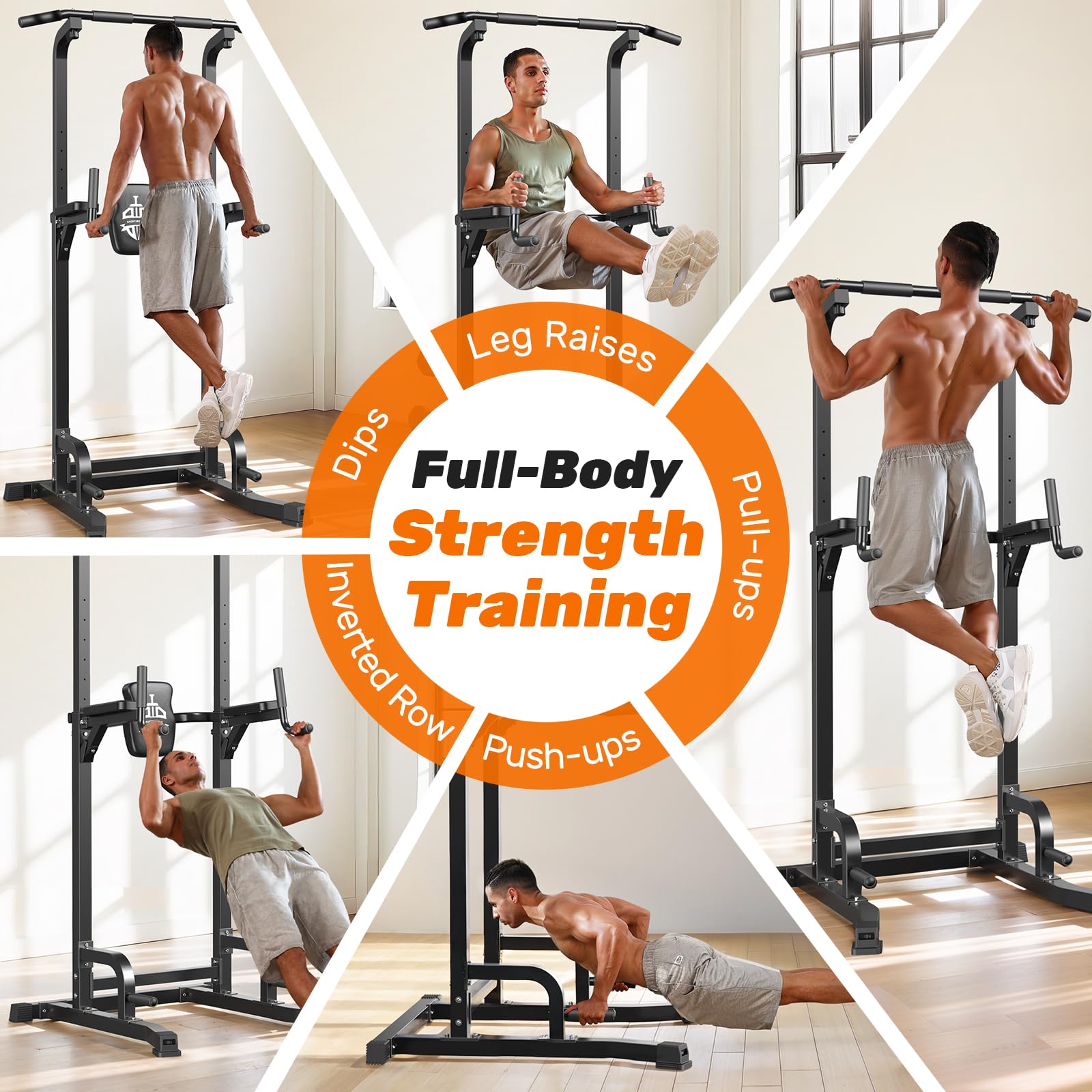 Power Tower Pull Up & Dip Station – 450 lb Capacity Home Gym Strength Trainer