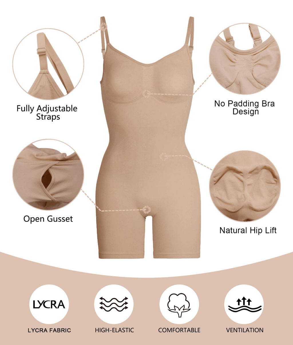 Tummy-Control Bodysuit Shaper – Mid-Thigh Body Shaper Shorts for a Lifted Look