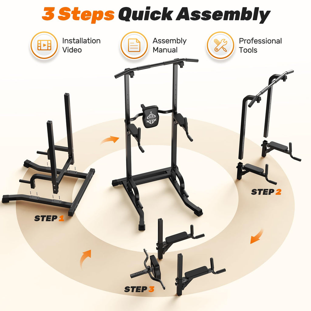 Power Tower Pull Up & Dip Station – 450 lb Capacity Home Gym Strength Trainer