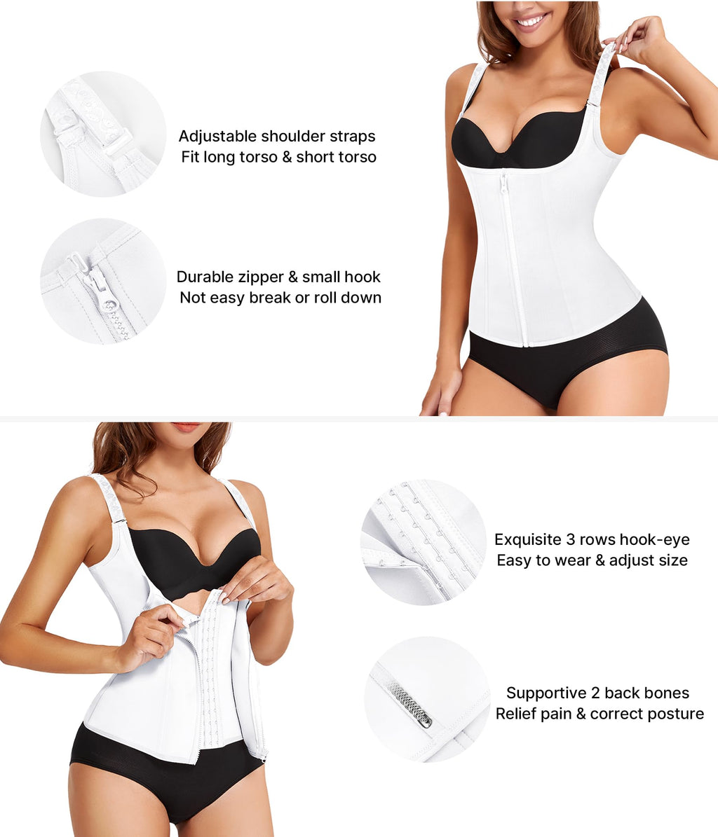 Waist Trainer Corset with Zipper – Adjustable Tummy-Control Shapewear for Women