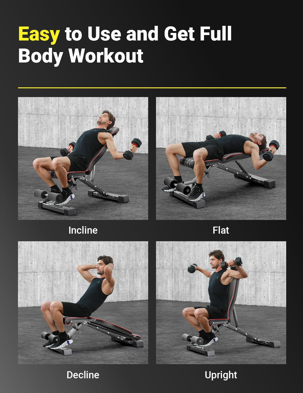 Foldable Adjustable Weight Bench – 84 Positions, 827 lb Capacity, 98% Pre-Assembled