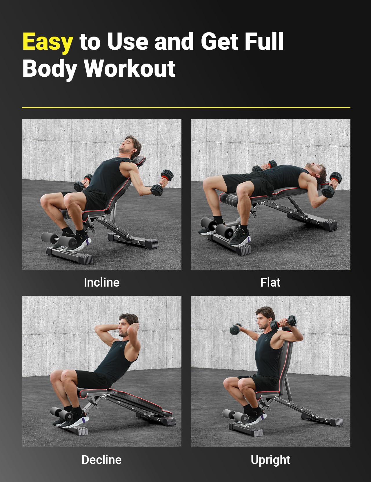 Foldable Adjustable Weight Bench – 84 Positions, 827 lb Capacity, 98% Pre-Assembled