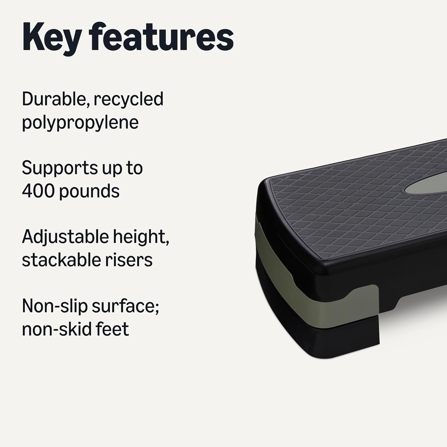 Adjustable Aerobic Step Platform – Home Cardio Stepper with Risers, 27"