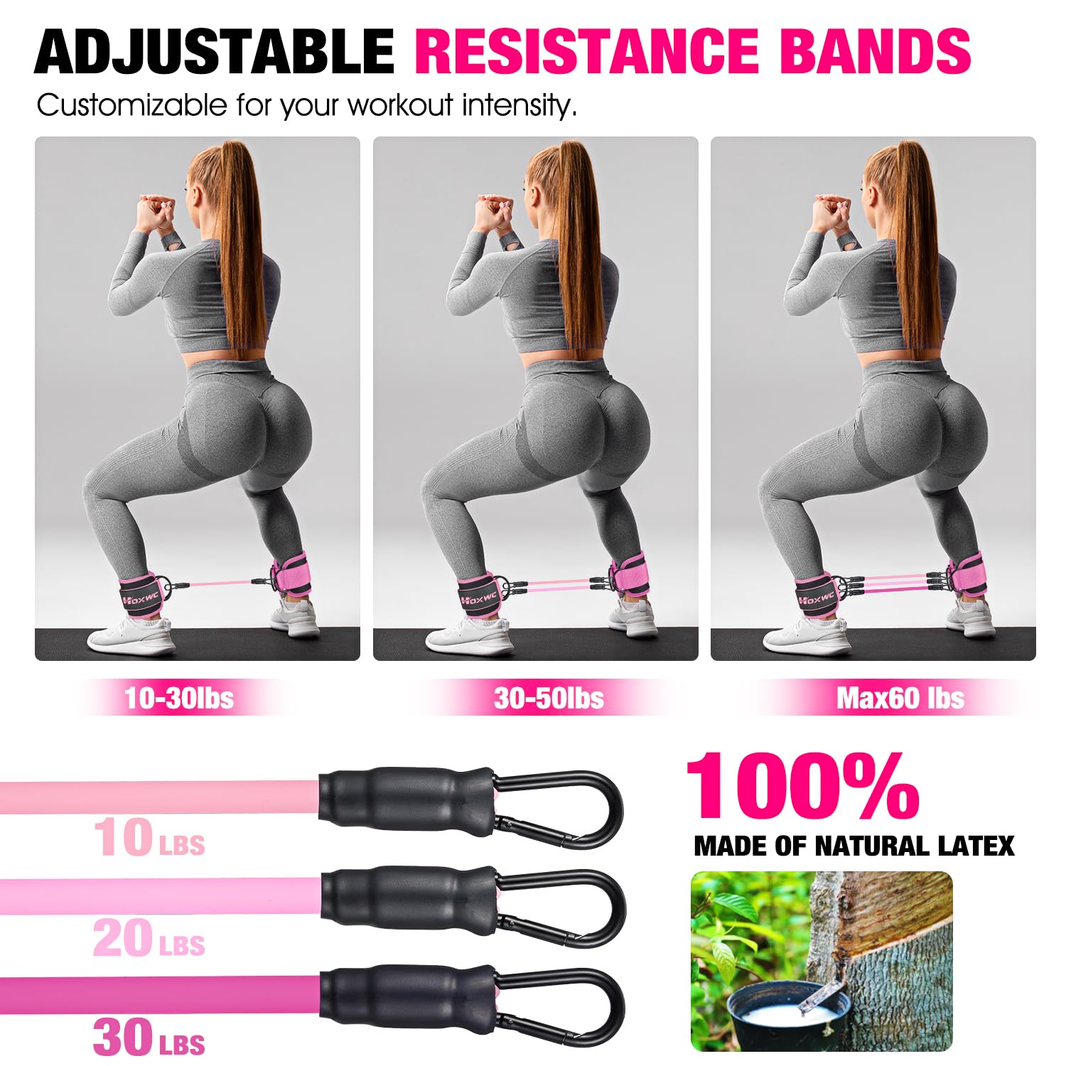 Ankle Resistance Bands with Cuffs – Glute & Leg Booty Workout Bands