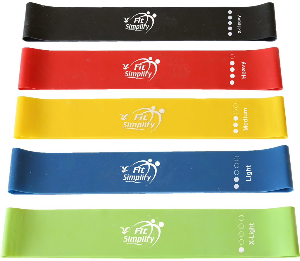 Resistance Loop Bands Set of 5 – Exercise Bands with Guide & Carry Bag